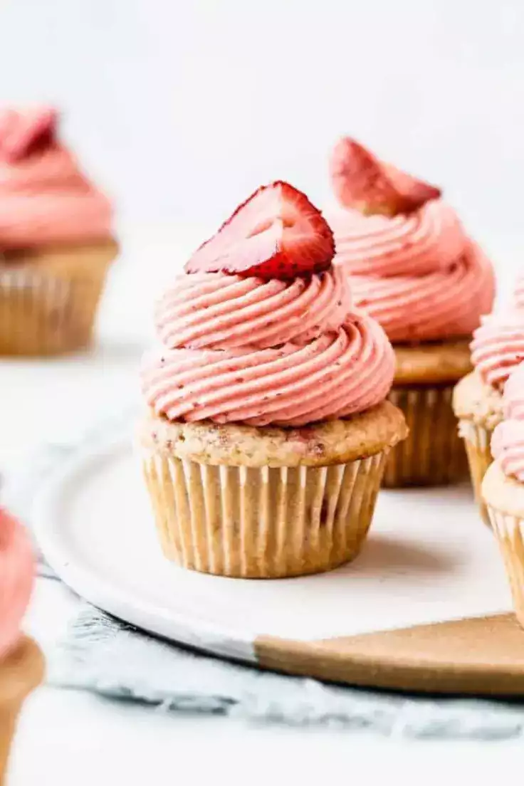 10. Easy Roasted Strawberry Cupcakes by Butternut Bakery Dessert Recipes
