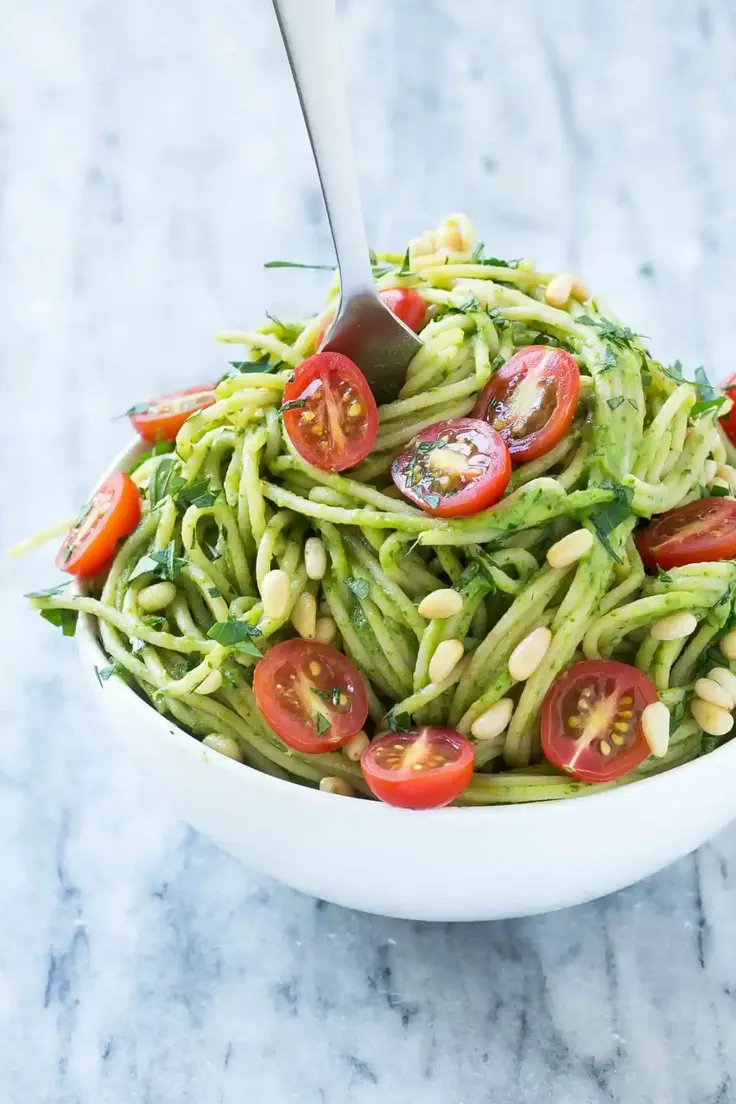 11. Spinach and Avocado Pasta by Healthy Fitness Meals
