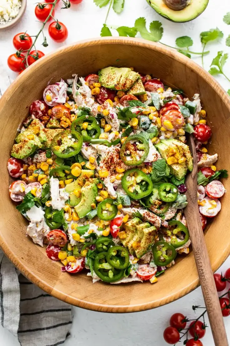 11. Street Corn Chicken Salad by Fit Foodie Finds
