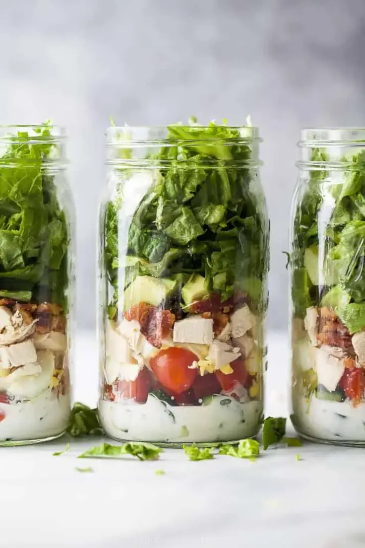 12. Epic Mason Jar Cobb Salad with Ranch by Joyful Healthy Eats
