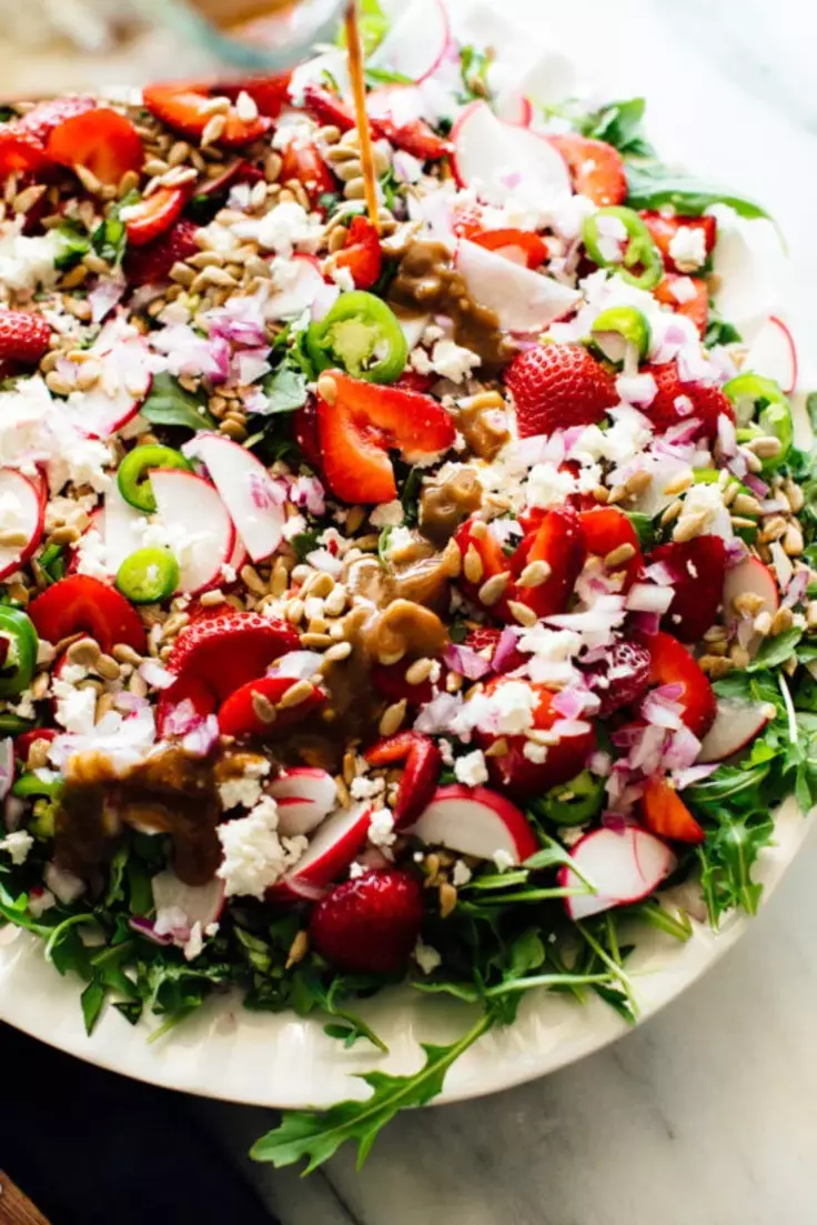 12. Strawberry Arugula Salad with Balsamic Vinaigrette by Cookie and Kate is colorful and delicious!
