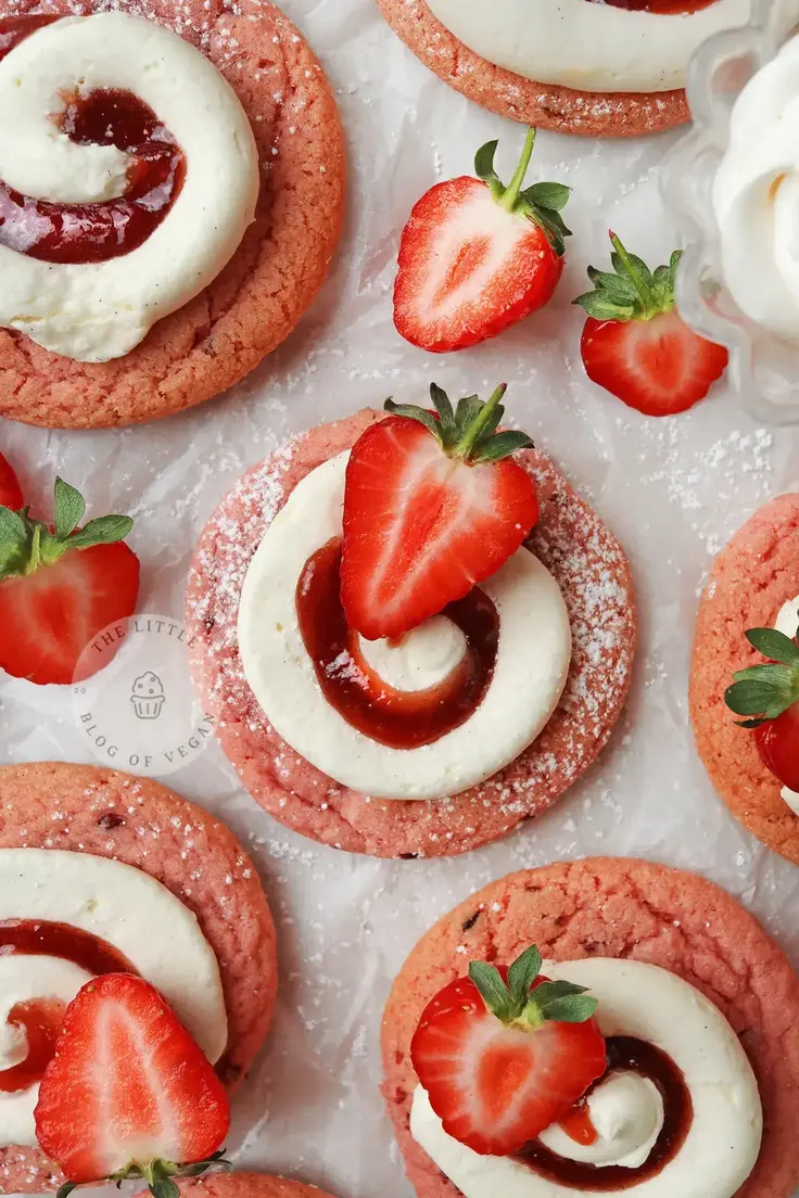 12. Vegan Strawberry Crumbl Cookies by The Little Blog of Vegan
