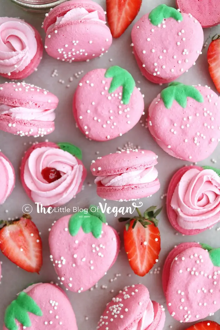 17. Strawberry Macarons by The Little Blog of Vegan
