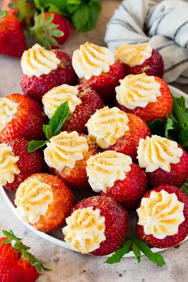 Cheesecake Stuffed Strawberries Recipe by Dinner at the Zoo
