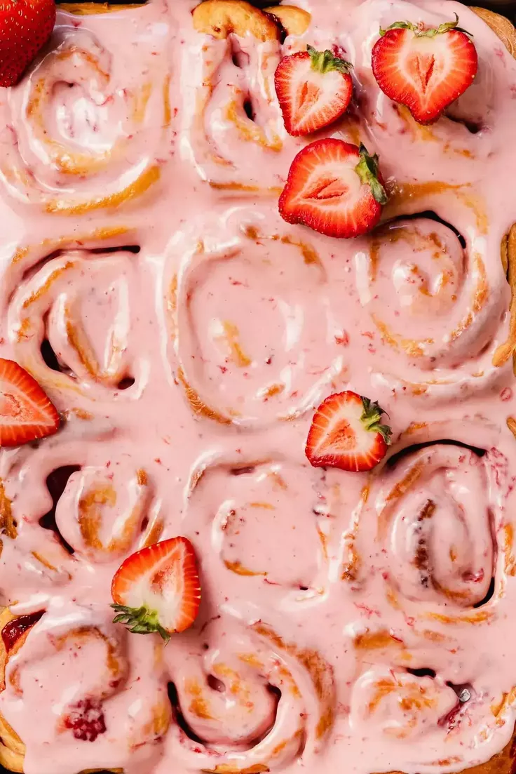 4. No Knead Strawberry Cinnamon Roll by Flouring Kitchen