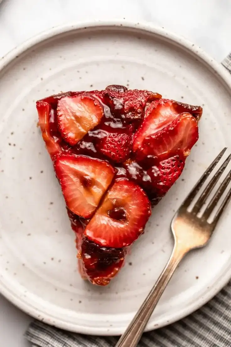 5. Vegan Strawberry Upside Down Cake by From My Bowl
