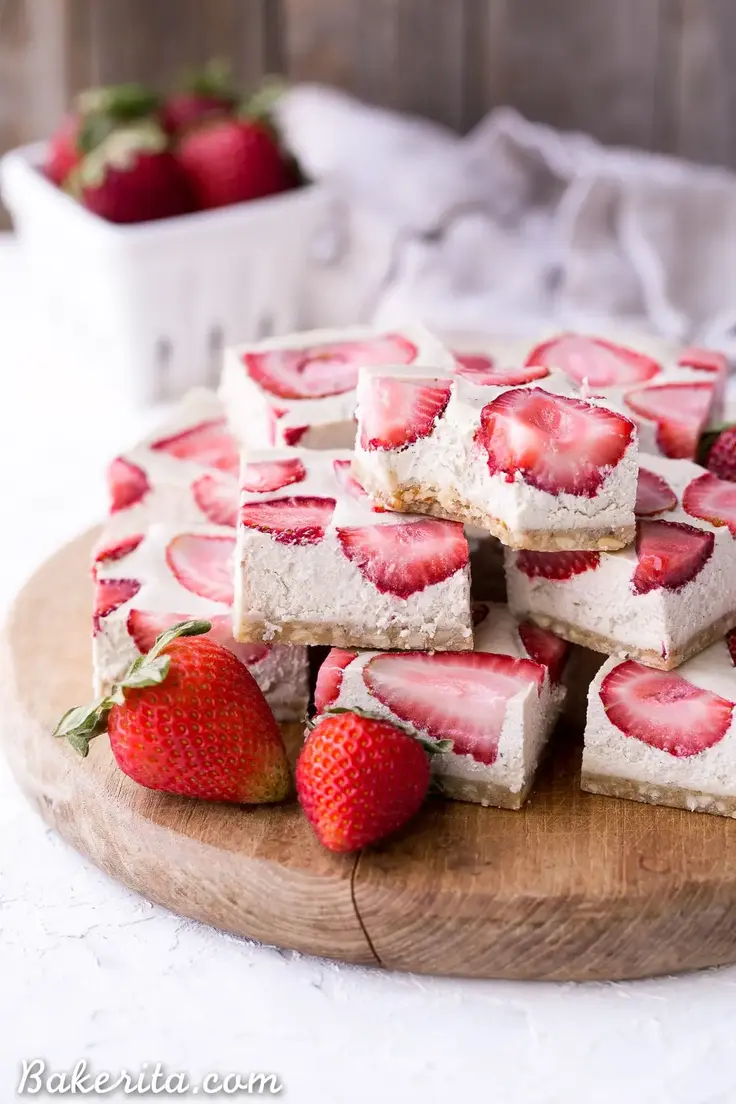 6. No-Bake Vegan Strawberry Shortcake Bars by Bakerita
