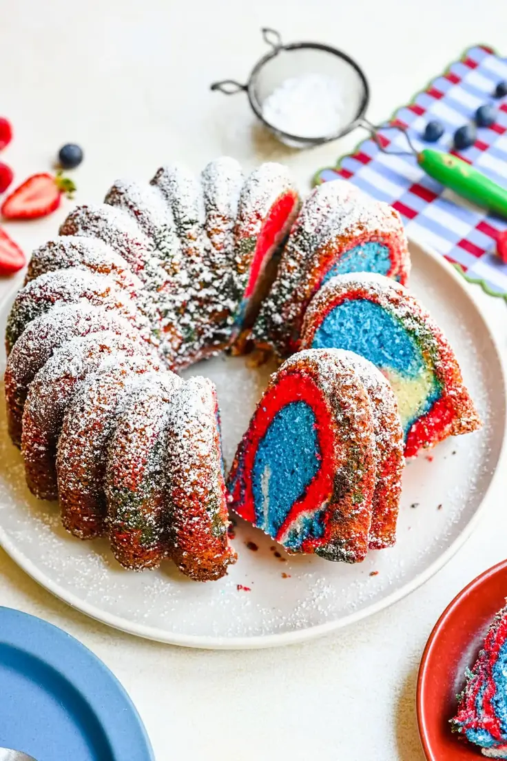 1. Memorial Day Red White & Blue Marble Cake by I Heart Eating
