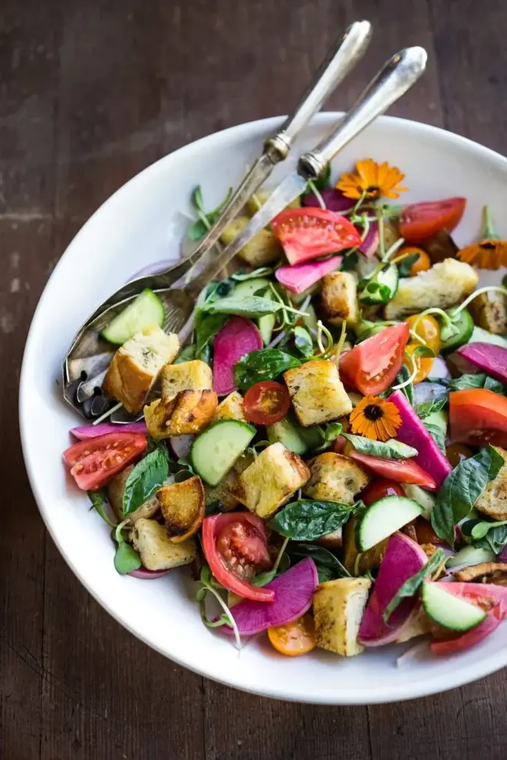 1. Summer Panzanella Salad by Feasting at Home
