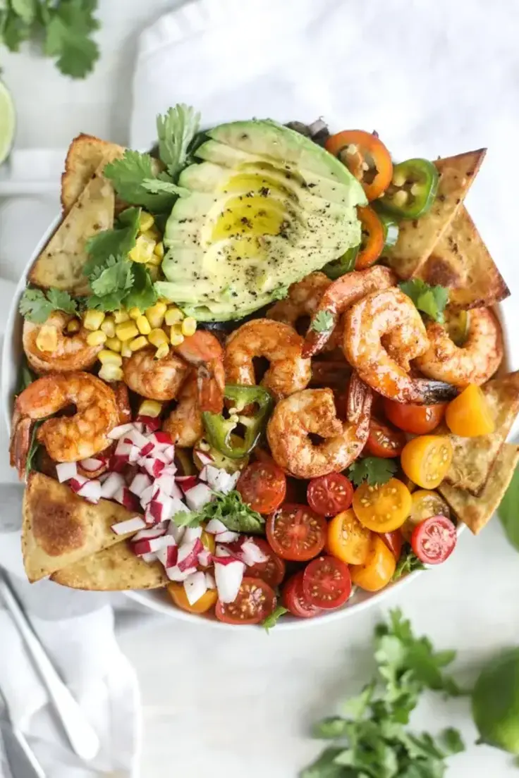 14. Tequila Shrimp Taco Salad by How Sweet Eats (Easy Summer Salad Recipes)
