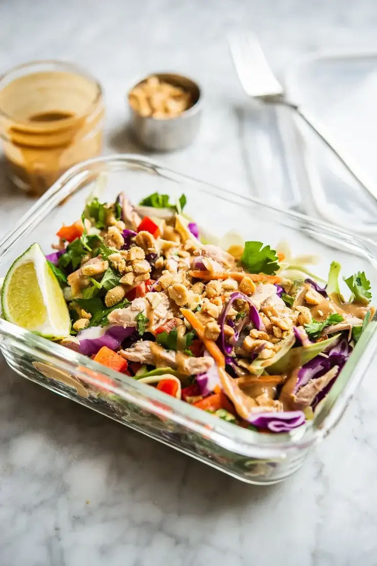 Thai-Inspired Peanut Chicken Salad by Fed and Fit