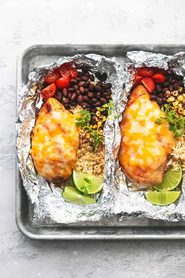 18. Fiesta Lime Chicken and Rice by Le Creme De La Crumb (Easy Foil Packet Meals)
