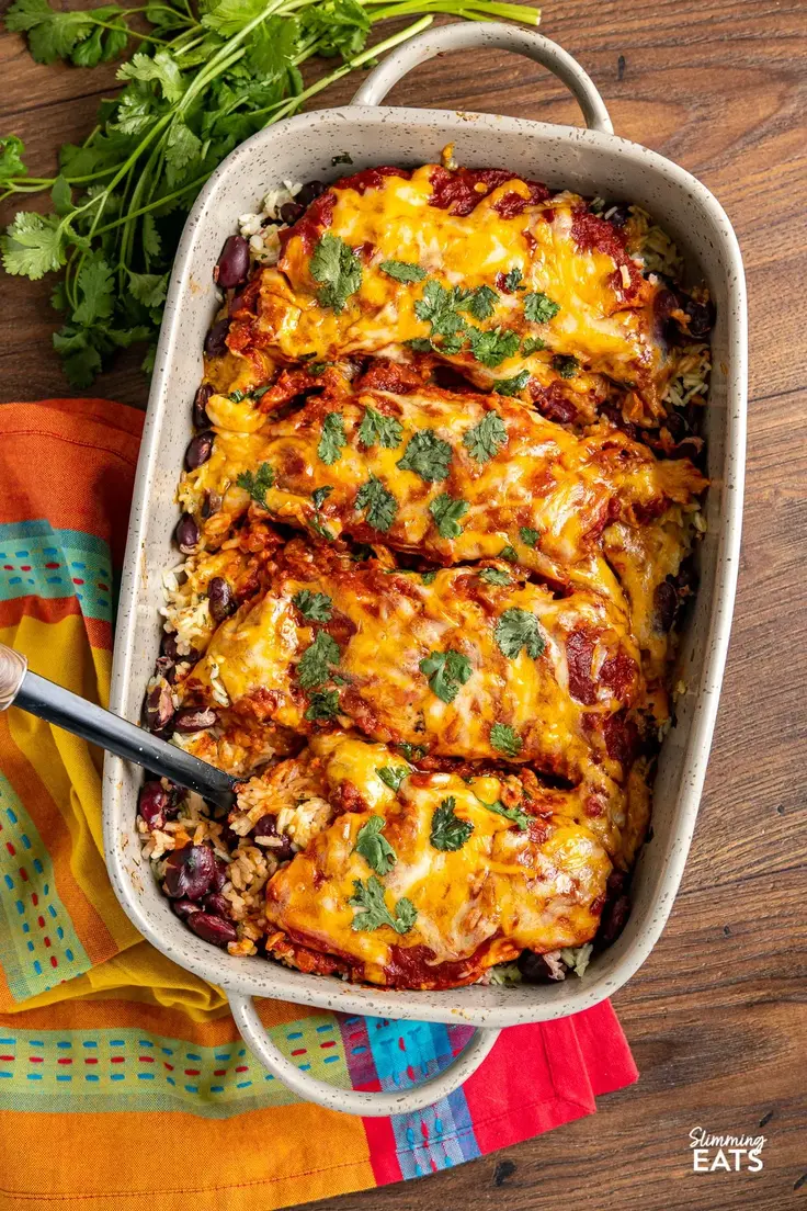 20. Mexican Chicken and Rice Bake by Slimming Eats
