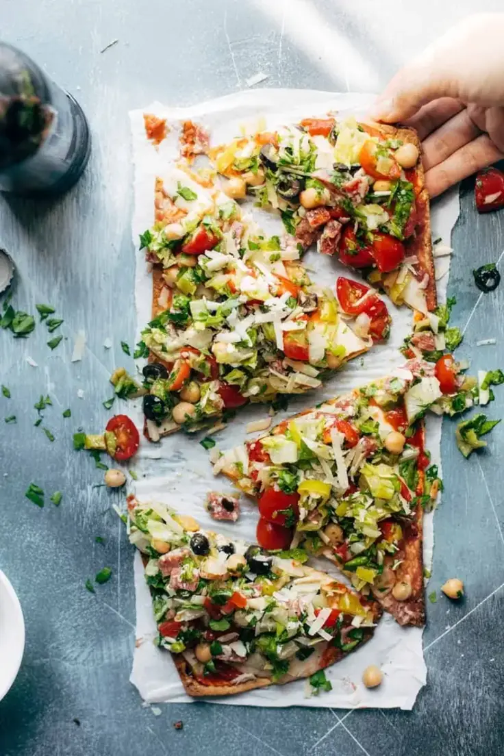 Chopped Salad Pizza Recipe by Pinch of Yum - Light Summer Dinner Ideas