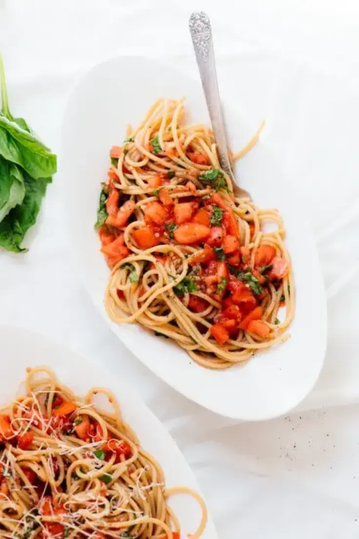 22. Summertime Spaghetti with Fresh Tomato Sauce by Cookie and Kate