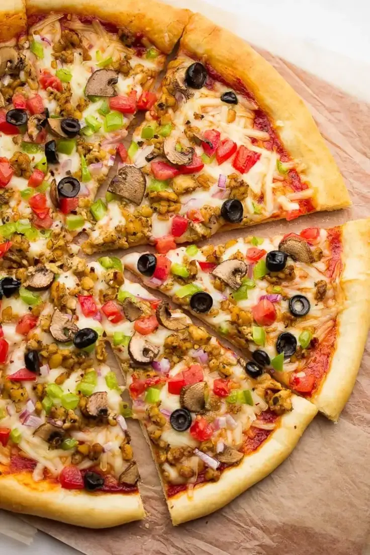 Vegan Pizza with Tempeh Sausage Recipe by Nora Cooks
