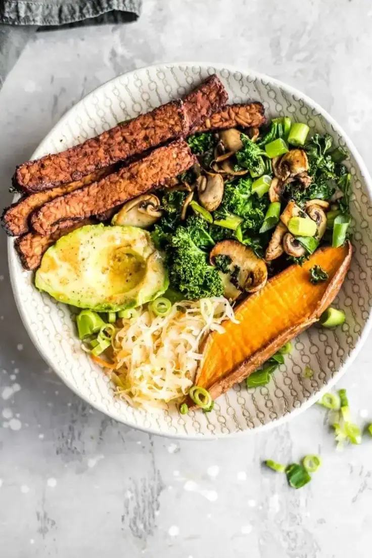 Vegan Tempeh Bacon Avocado Breakfast Bowls Meal Prep by Running on Real Food