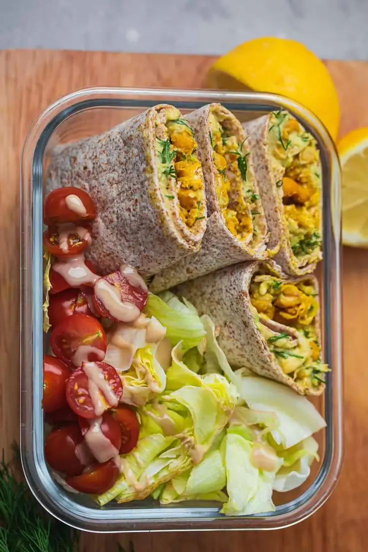 Easy Dinner Meal Prep Ideas -  Vegan Avocado Wrap by Oh My Veggies
