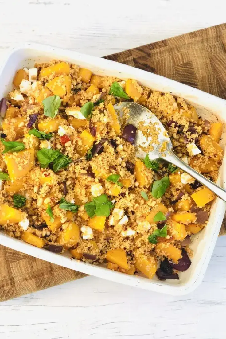 Easy Dinner Meal Prep Ideas - Roast Squash and Feta Couscous by Daisies and Pie
