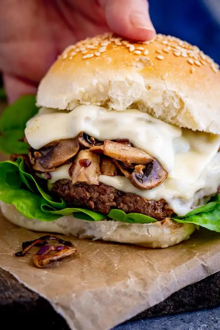 3. Mushroom Swiss Burger by Sprinkles and Sprouts

