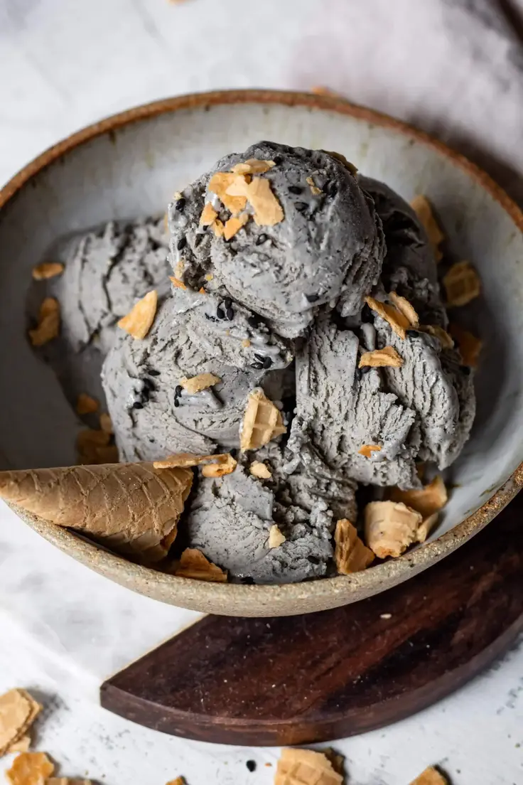 3. Toasted Black Sesame Ice Cream by Cooking Therapy
