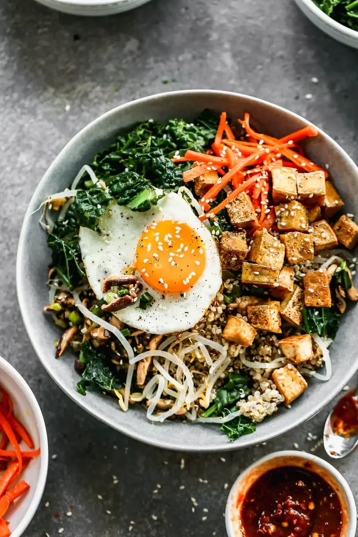 High Protein Vegetarian Bibimbap Recipe by Well Plated
