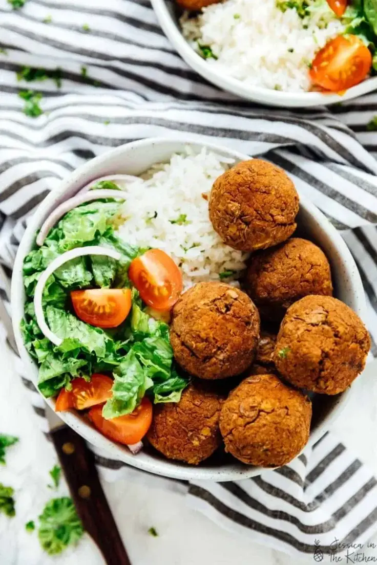 Vegan Meal Prep Lentil Balls with Zesty Rice by Jessica in the Kitchen