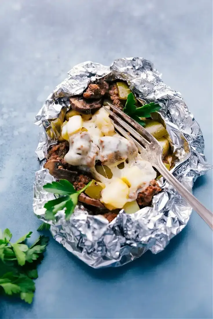 6. Philly Cheesesteak Foil Packs by Chelsea’s Messy Apron
