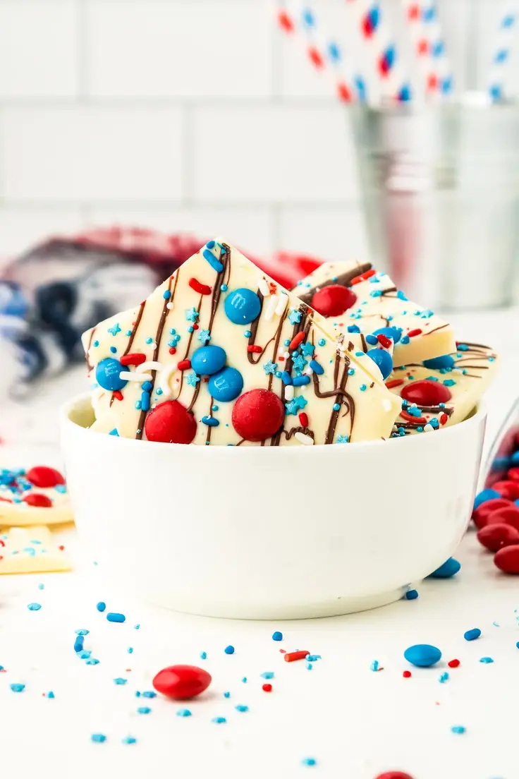 6. Memorial Day Desserts Red, White & Blue Bark by Kids Activity Zone
