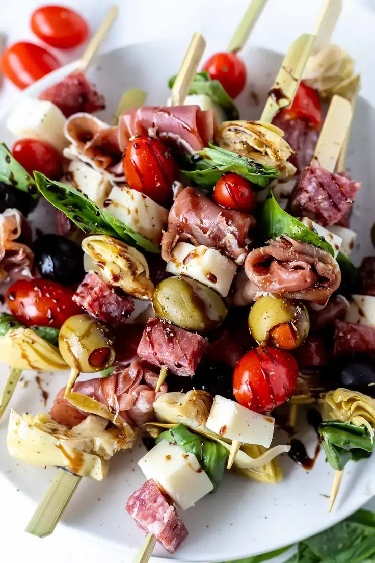 Easy Antipasto Skewers Appetizer Recipe by Wonky Wonderful
