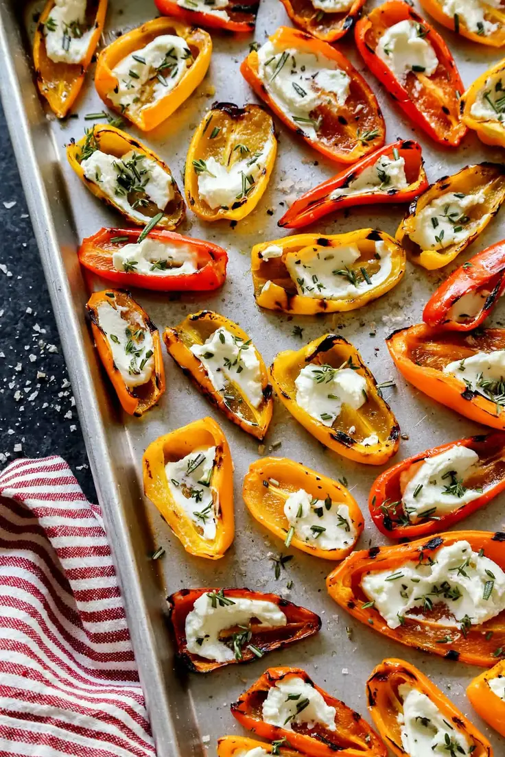 Grilled Mini Sweet Peppers with Goat Cheese by A Farm Girls Dabbles