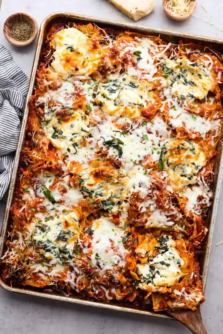 13. Ground Beef Sheet Pan Lasagna Recipe by The Recipe Critic