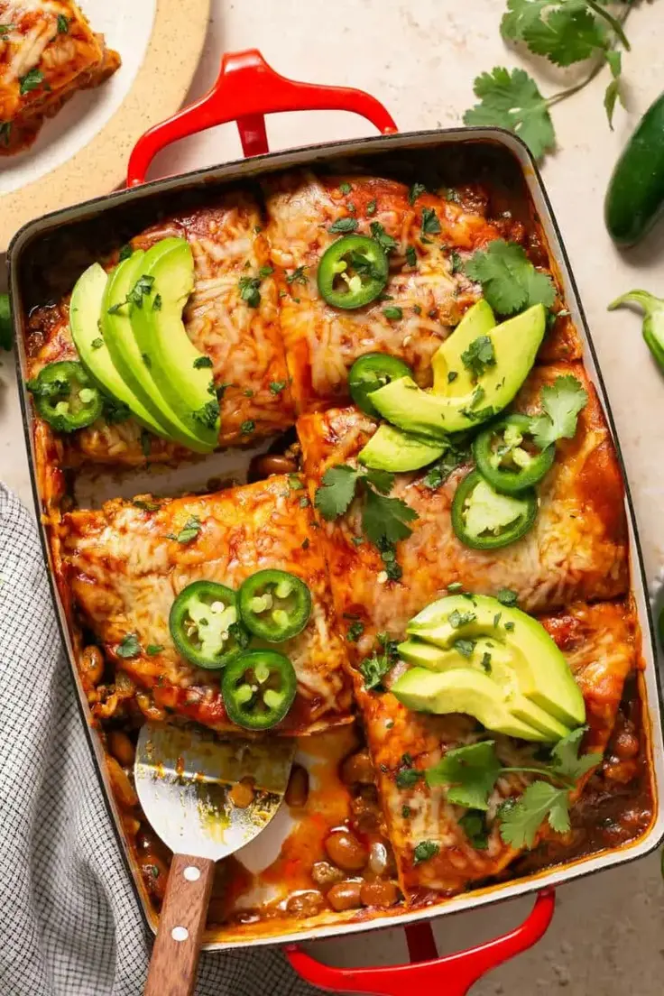 16. Beef Enchilada Casserole Recipe by Kim’s Cravings