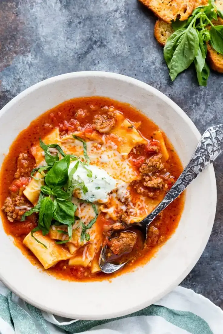 18. Instant Pot Lasagna Soup Recipe by Easy Peazy Mealz