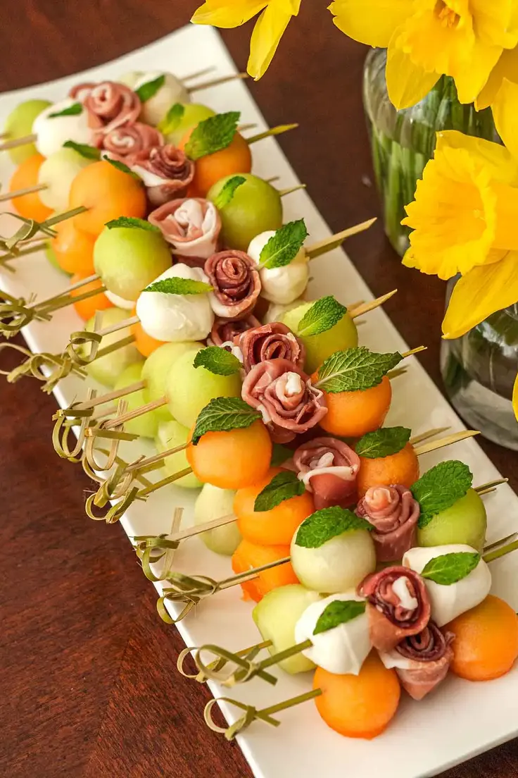 Easy Skewer Appetizers  Prosciutto and Melon Skewers Recipe by She Keeps a Lovely Home