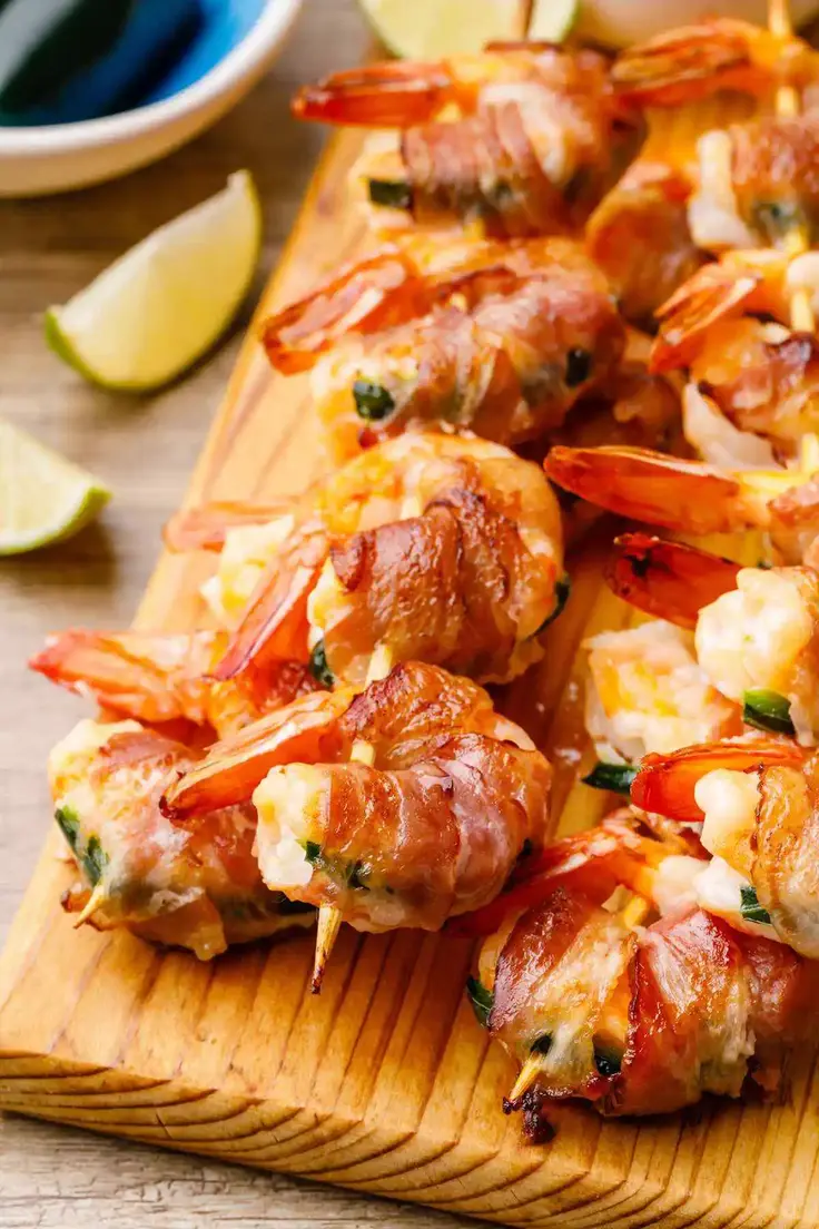 Easy Skewer Appetizers  Bacon Wrapped Jalapeno Shrimp Skewers by Paleo Grubs