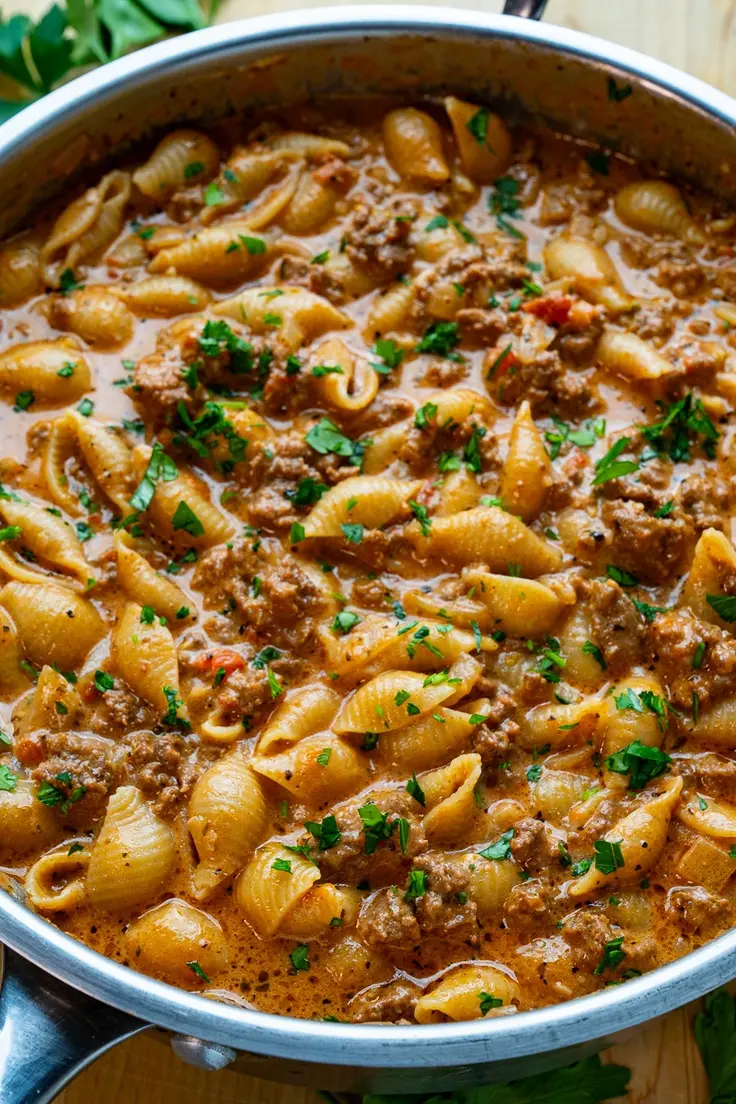 3. One-pan Cheesy Beefy Pasta Recipe by Closet Cooking