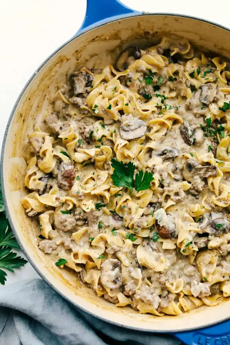 6. One Pot Ground Beef Stroganoff Recipe by The Recipe Critic
