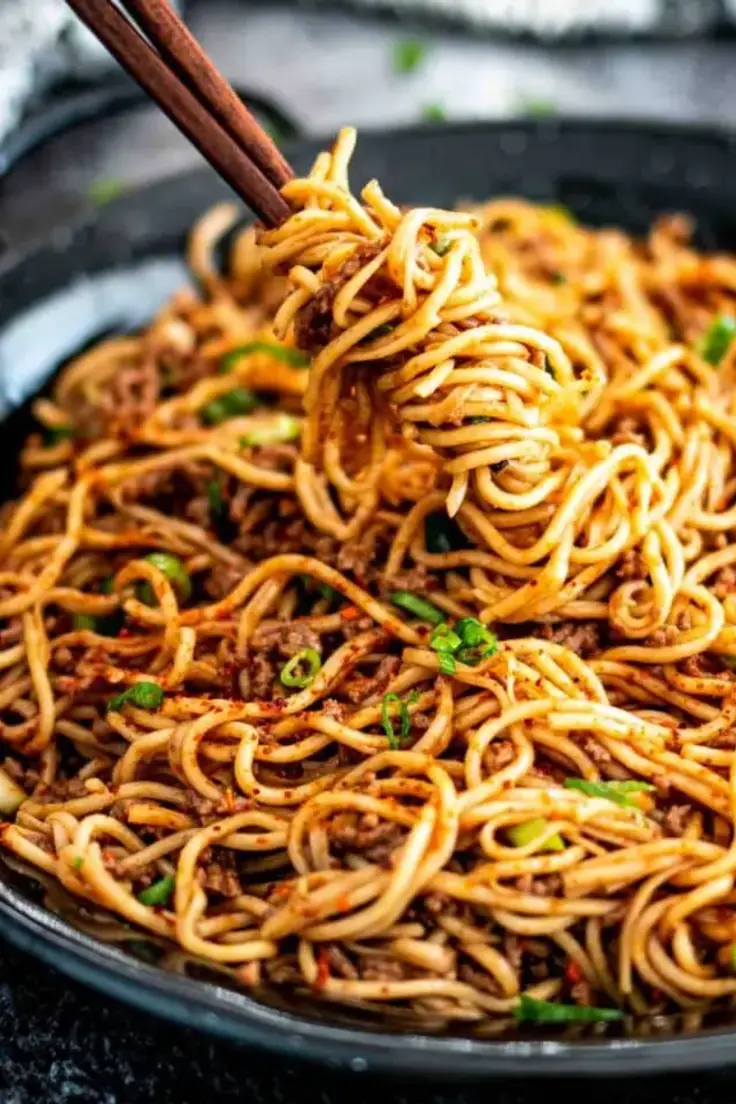 7. Asian Ground Beef Noodles Recipe by Craving Home Cooked