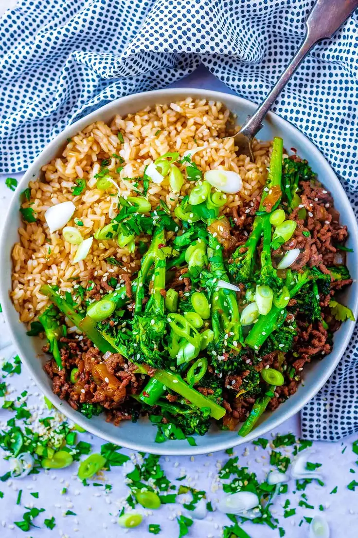 8. 10 Minute Sticky Ginger Beef Mince Recipe by Hungry Healthy Happy