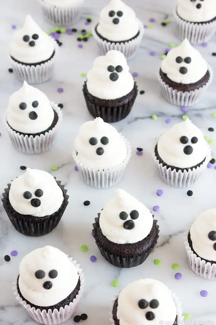 Mini Ghost Cupcakes Recipe by Sarah Bake Studio