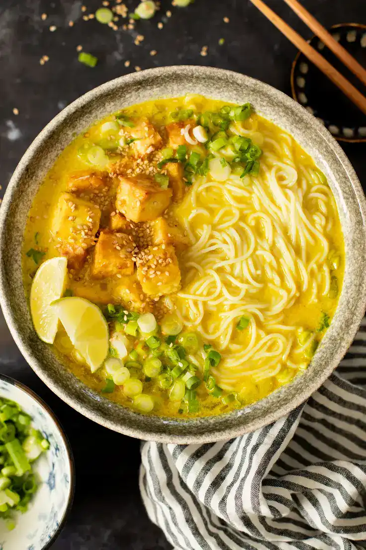 Golden Coconut Noodle Soup Recipe by This Savory Vegan