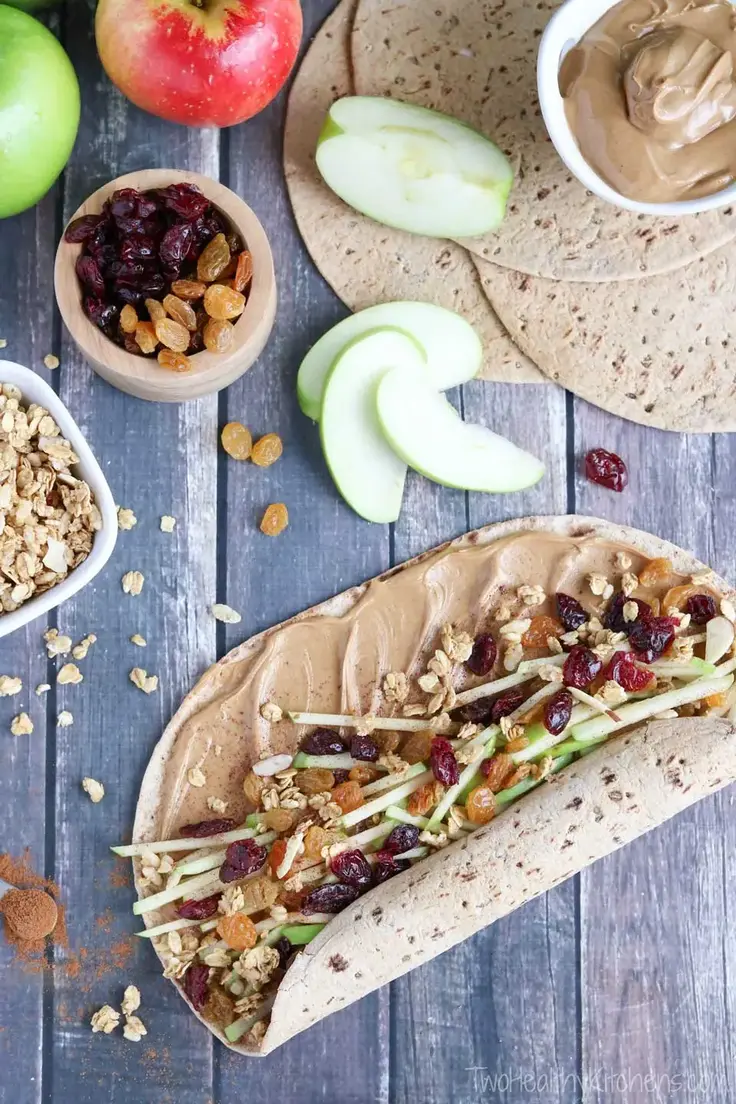 Granola Crunch Apple-PB Sandwich Wraps Recipe by Two Healthy Kitchen
