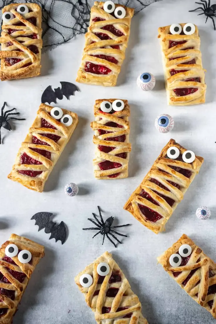 Raspberry Halloween Mummy Pies Recipe by Veggies Desserts