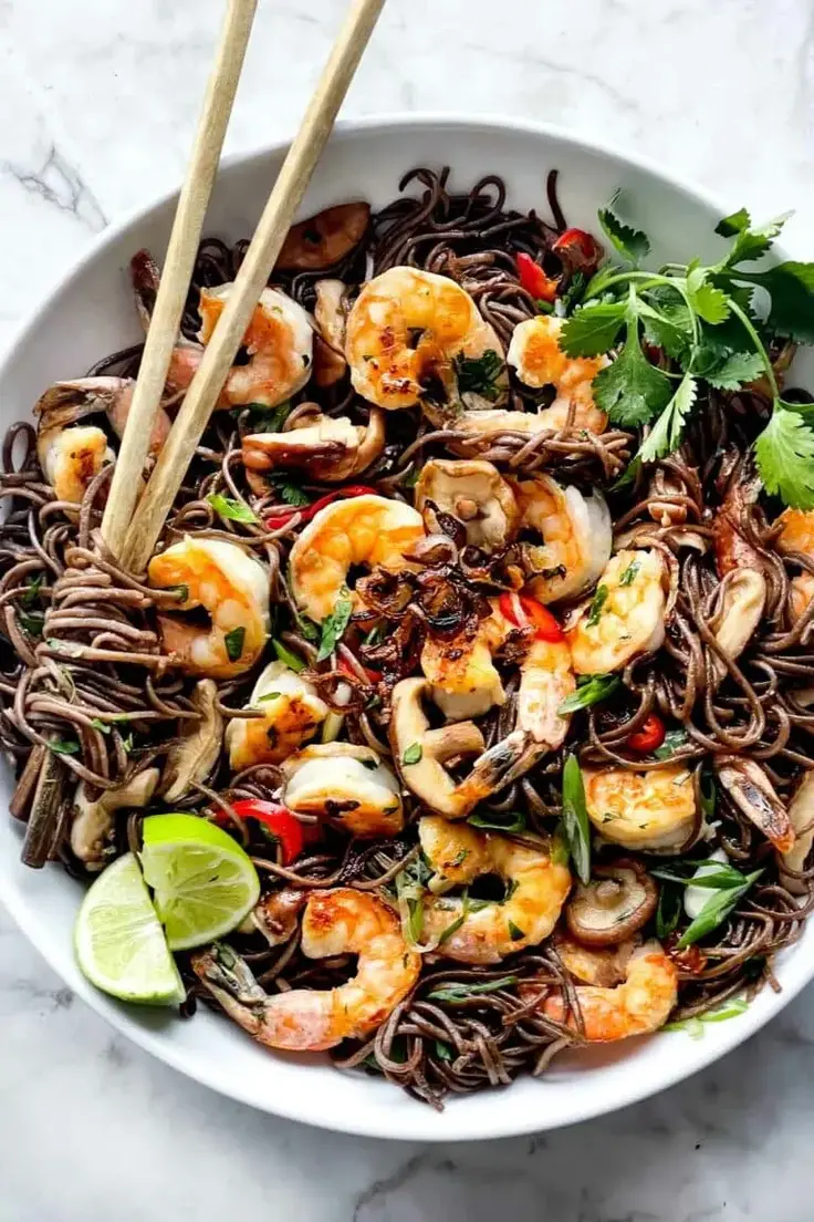  Soba Noodles With Shrimp and Mushrooms Recipe by Foodie Crush
