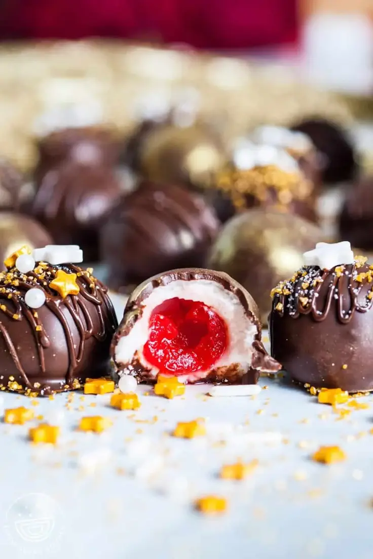 Homemade Chocolate Fresh Cherry Cordials Recipe by Little Sunny Kitchen