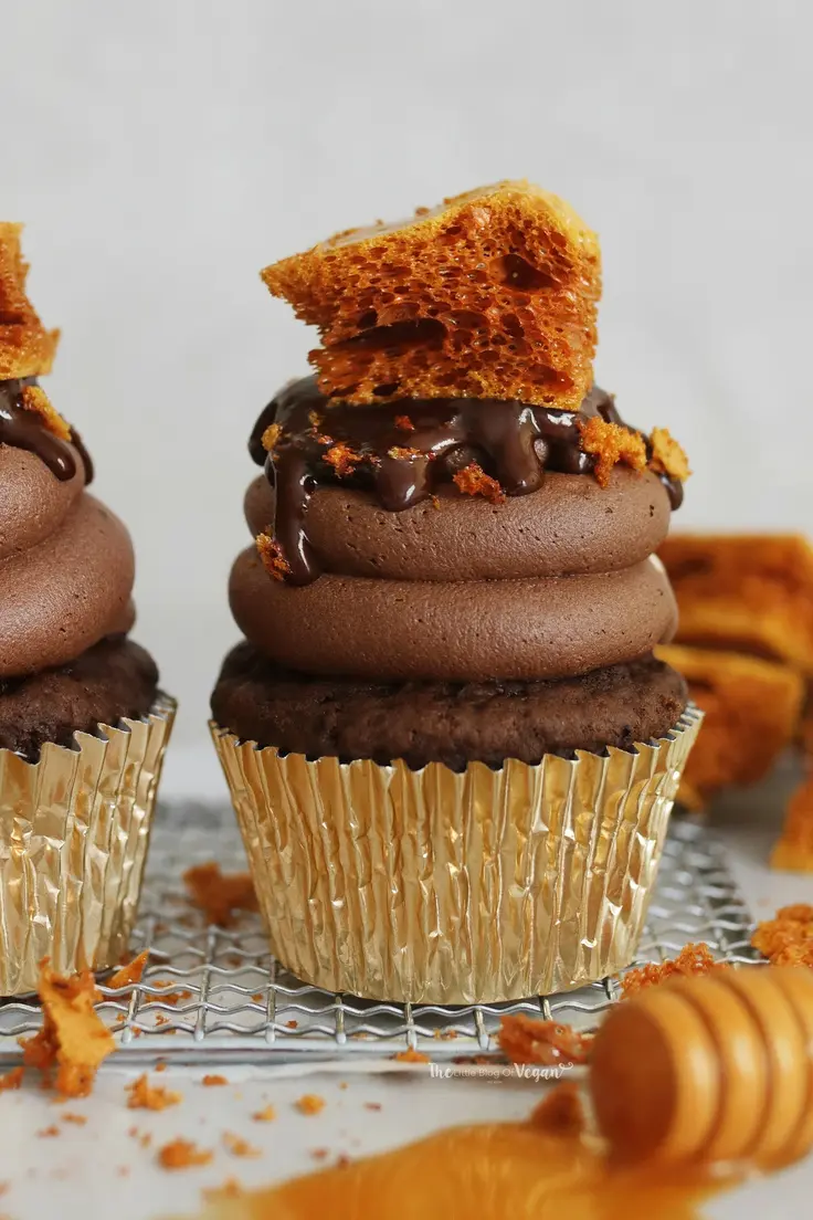 Vegan Honeycomb Cupcakes Recipe by The Little Blog Vegan
