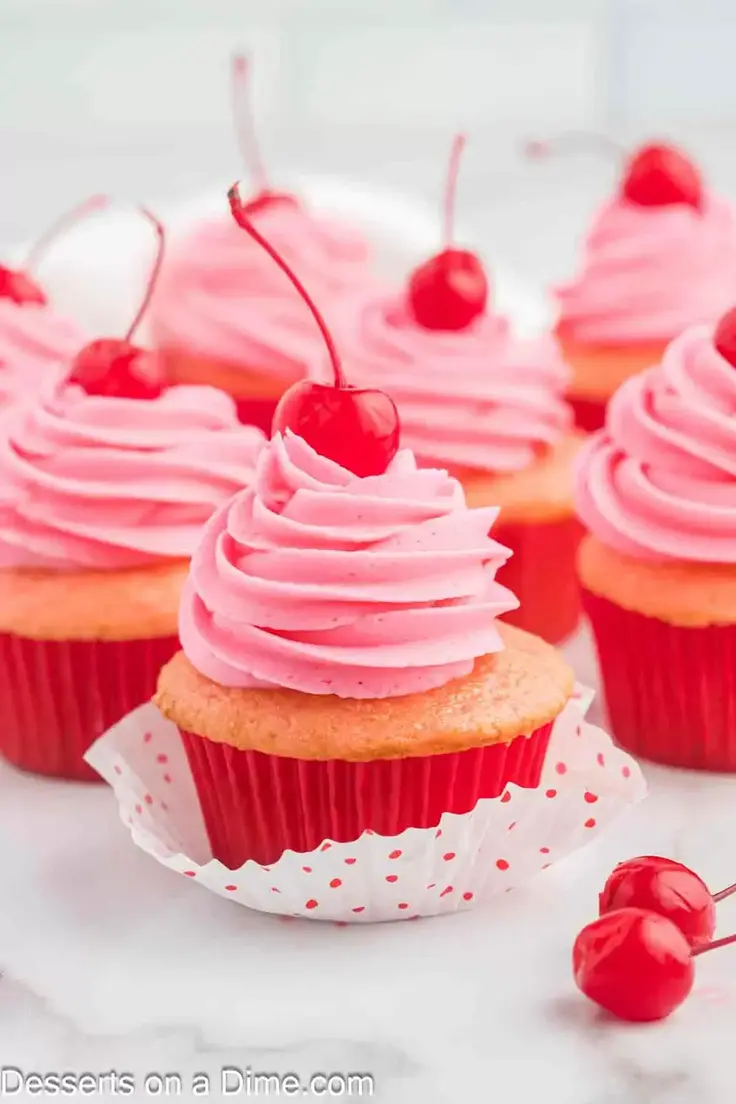 Fresh Cherry Almond Cupcakes Recipe by Desserts on a Dime