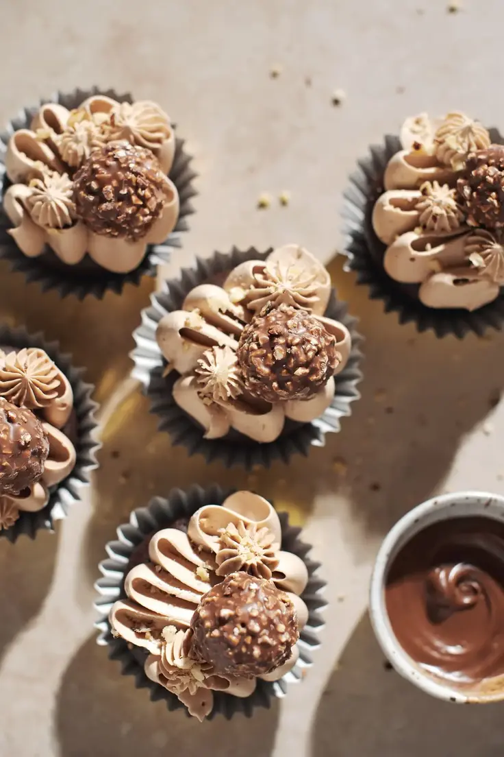 Ferrero Rocher Cupcakes Recipe by Teak and Thyme
