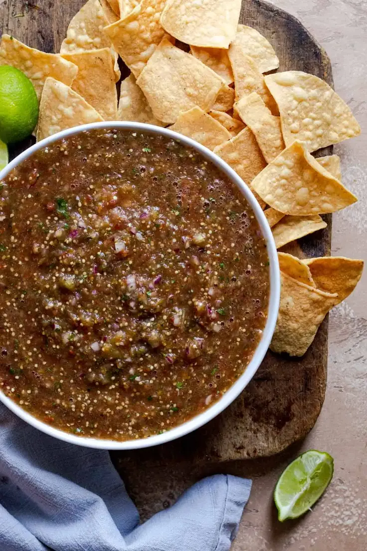 Chipotle Copycat Tomatillo Green-Chili Salsa Recipe by Home Cooked Roots